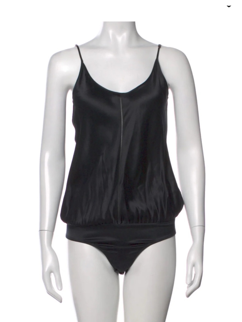 Alexander Wang Black silk Cami Bodysuit with Blouson Hem